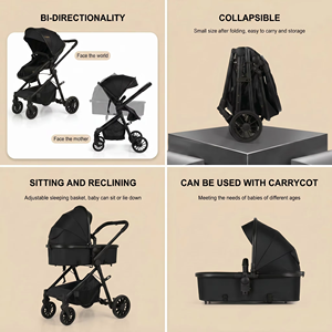 Passeggino per <span class=keywords><strong>Neonati</strong></span> 3 in 1 con Seggiolino Auto, Sistema da Viaggio Pieghevole Reversibile e Regolabile, Culla Trasformabile in Seduta e Posizione Sdraiata - Product Image 2