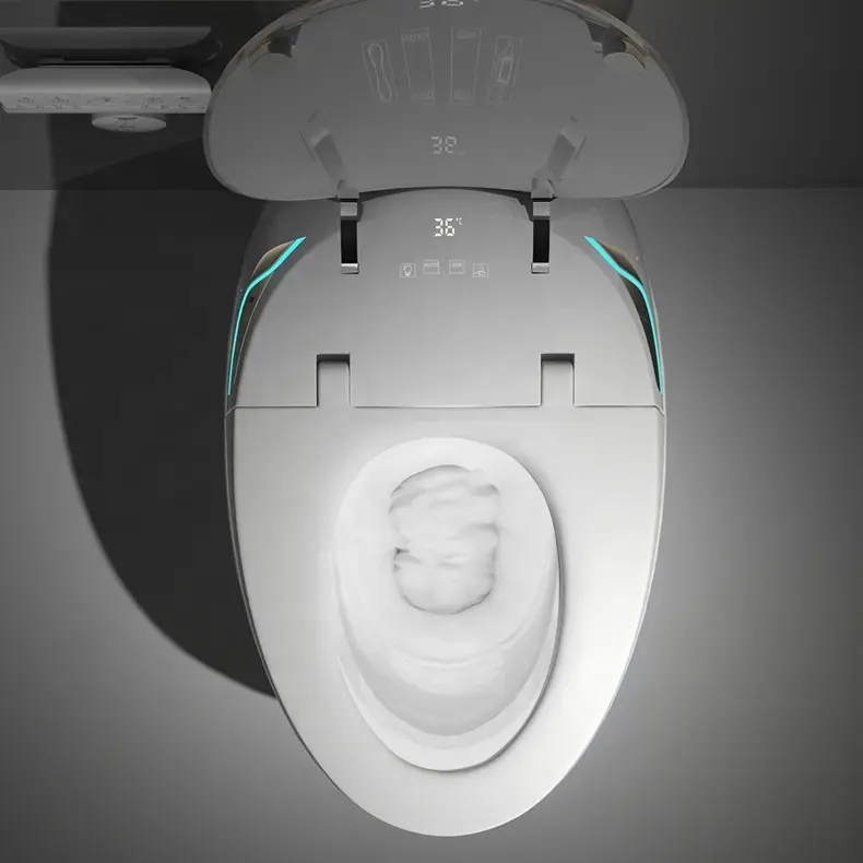 Nieuwe Automatische Spoeling Smart Wc Eendelige Wc Nachtlampje Vloer Gemonteerd Langwerpige Kom Smart Badkamer Commode Keramisch Materiaal