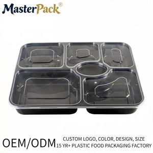 Boîte à <span class=keywords><strong>lunch</strong></span> jetable en plastique personnalisée pour micro-ondes, 6 compartiments, pour plats à emporter, vente en gros - Product Image 1