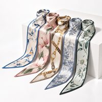 Écharpe étroite en twill de soie personnalisée, ruban de soie fin, foulard pour cheveux, pour boutiques, marque privée, OEM, impression, fourniture d'usine