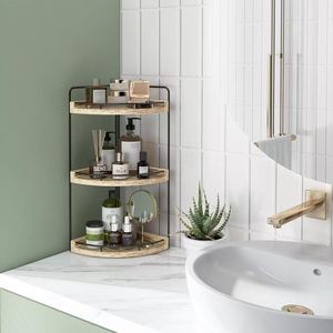 Cross-border fan-shaped <b>storage</b> shelf, <b>corner</b> shelf behind door, floor-standing <b>storage</b> <b>unit</b>, toiletries organizer, bathroom - Product Image 1