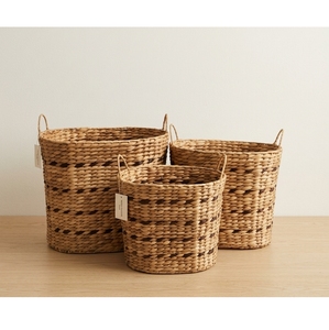 Handmade Woven Organizer <b>Bin</b> for Home Decor Sustainable Eco-friendly Natural Water Hyacinth Storage Basket Set More Options - Product Image 5
