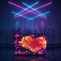Cabine DJ mobile portable P2.5 à LED incurvée sur roues, mur vidéo numérique, comptoir d'accueil pour salon professionnel, événement musical, discothèque