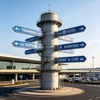 Señalización de Aeropuerto Regional con Estructura de Acero Vertical Estrecha, Indicando el Camino, Torre Marcaada con Estructura de Acero de Forma Especial