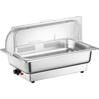 Luxuriöser rechteckiger elektrischer Buffet-Wärmer aus Edelstahl mit PC-Rolltop für Hotels und Restaurants