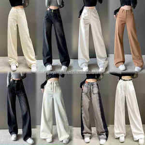 Jean décontracté pour <span class=keywords><strong>femme</strong></span> de haute qualité, coupe droite ample, taille haute, été 2026, en tissu denim, expédition aléatoire, vente en gros - Product Image 5