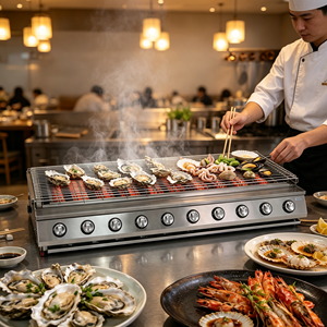Parrilla de Gas para Asar de 10 Quemadores, Ampliada, de Acero Inoxidable, 2800Pa, Comercial, para Asar Mariscos, para Restaurante, en Oferta - Product Image 6