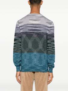 Suéter de rayas irregulares con bloques de color informal personalizado, suéter de punto de manga larga con cuello redondo para hombres - Product Image 3