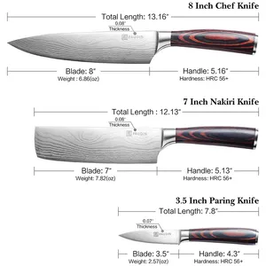 NS2 yeni tasarım bıçaklar Set şefler bıçak 5CR15MOV çelik dalga desen Wood ahşap saplı jilet keskin mutfak bıçağı altın tedarikçisi