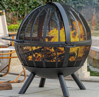 Zhongpin extérieur 35 "pinces à feu en métal bois de chauffage grappins à bûches Portable Mini foyer Table Top boule ronde foyer enduit de poudre