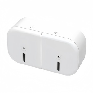 Distributeur central mural à double rouleau en plastique sans perçage Grand porte-rouleau de <span class=keywords><strong>papier</strong></span> hygiénique et boîte à mouchoirs pour les toilettes publiques - Product Image 1