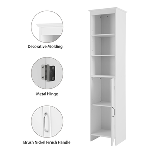 MAY HOME 63" <strong>Tall</strong> Narrow <strong>Cabinet</strong>, <strong>Bathroom</strong> Storage <strong>Cabinet</strong>, Skinny Floor <strong>Cabinet</strong>, Wooden <strong>Free</strong> <strong>Standing</strong> <strong>Cabinet</strong> with Adjustable - Product Image 4