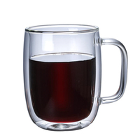Mug en verre borosilicate à double paroi moderne, isolé thermiquement, avec poignée, transparent, pour un usage quotidien