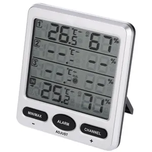 Lcd Digitaal 433Mhz Draadloos 8-kanaals Binnen/Buiten Thermo-Hygrometer Met Drie Afstandsbediening Sensoren Thermometer Hygrometer Comfort