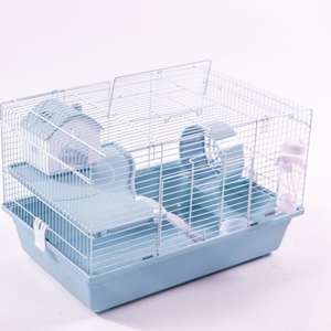 Small Steel Wire Hamster Cage with Plastic Tray and House Blue Rectangle Indoor Pet Cage for Small Pets Easy Assemble - Product Image 4