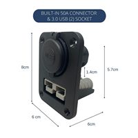 Connecteur d'alimentation Anderson, double prise USB QC3.0, 50A, montage sur panneau, chargeur rapide LED, tension 12-24V