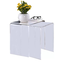 TABLE de nidification en acrylique transparente, décoration de maison personnalisée en usine, TABLE d'appoint en acrylique de différentes tailles