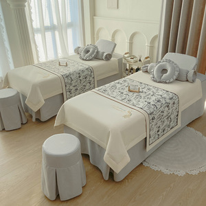Juego de Ropa de Cama para Spa, Diseño Floral, Cubrecama, Funda de Edredón y Juego de Almohadas para Salón de Belleza - Product Image 1