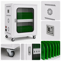 Kabinet Pengisian Daya Laptop Tablet Beroda dengan Sistem Ventilasi 40 Kompartemen, Troli Penyimpanan Portabel untuk Skenario Pendidikan