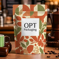 Sachet de café refermable avec impression numérique, pochette verticale en aluminium et plastique, emballage de café de marque supérieure PT