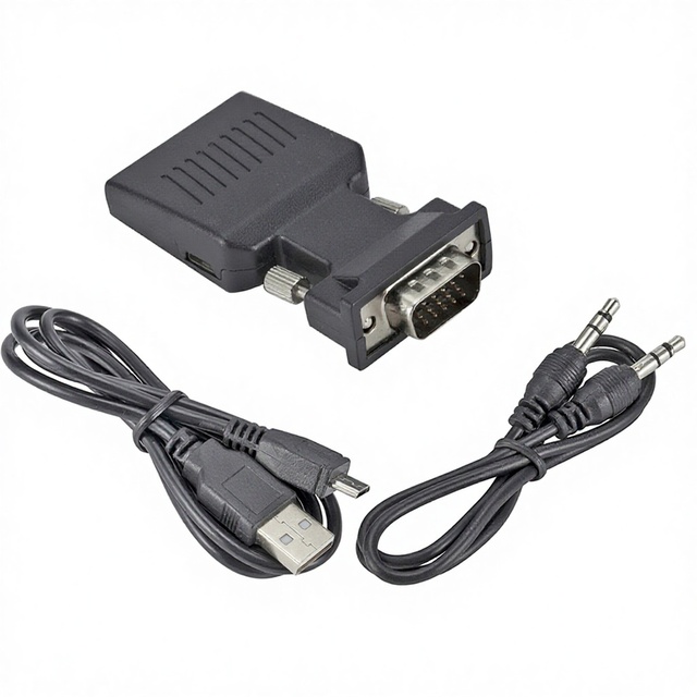 VGA -compatible Converter 3.5mm Audio Cable PS4 PC Laptop TV Monitor Projector 1080P HD VGA Male Adapter Made Mainland China