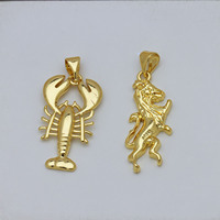 Nouvel accessoire de pendentif en cuivre plaqué or 18 carats sur le thème de l'océan, avec homard, étoile de mer, conque, tortue marine et coquille Saint-Jacques, vente en gros.