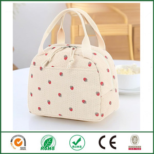 En stock, sac isotherme en velours côtelé pour le déjeuner, isolation thermique, tissu Oxford et polyester pour femmes - Product Image 3