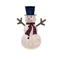 Vorbeleuchteter 22-Zoll LED Wasserdichter Weihnachts-Schneemann Motiv-Lichtfigur 3D Pop-up Zusammenklappbare Eisendrahtfigur für Außenbereich Garten Feiertage
