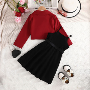 Ensembles de vêtements pour filles de 6 à 10 ans, mode automne, luxe, fleurs, doux, respirant, manches longues + robe noire - Product Image 4