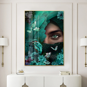 Cô Gái Trung Đông đeo khăn che mặt trang trí nhà pha lê sứ bức tranh tường nghệ thuật trang trí nhân vật chân dung hiện đại - Product Image 5