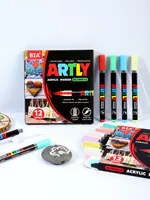 Stylo à peinture métallique à pointe pinceau, marqueur acrylique fluorescent, stylo spécial flash pour la calligraphie et la peinture pour étudiants