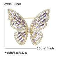 Broche en forme de papillon micro insérée en zircon cubique en laiton plaqué or de luxe pour bijoux pour dames