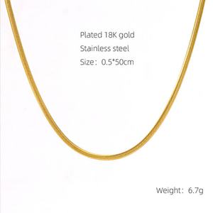 Wholesale18k Gold Plated <b>Chain</b> NecklaceJewelry Basic Geometric Stainless Steel Snake Figaro Pearl <b>Rope</b> Dubai Fashion Necklace - Product Image 4