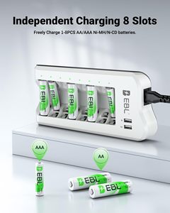 EBL Paquete de 16 Pilas Recargables AA de Ni-MH de 2300 mAh con Cargador de Pilas AA/AAA Recargable y 2 Puertos de Carga USB - Product Image 2