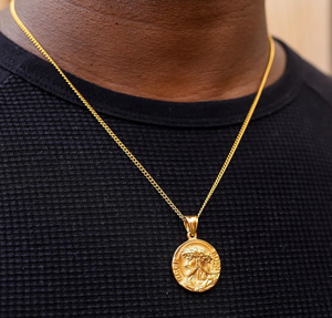 Couronne d'épines Bible verset collier en or pour hommes bijoux chrétiens en acier inoxydable prière jésus pièce médaille pendentif collier - Product Image 2
