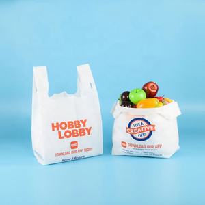 Venta al por mayor de camisetas y chalecos no tejidos ecológicos con logotipo personalizado, bolsas con estampado de letras, Comestibles para llevar para supermercado - Product Image 1