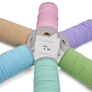 Tali jahit garmen, 0.3/0.5/0.6/0.8/1/1, 2mm poliester tenun/lateks kepang pita elastis tali gantung - Product Image 4