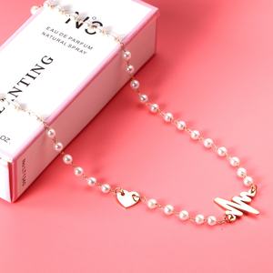 Collar Largo con Colgante en Forma de Corazón, Chapado en Oro sobre Acero Inoxidable, con Perlas, para Mujer, 2011 - Product Image 4