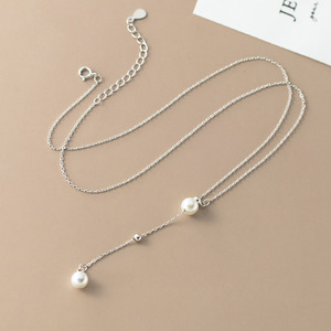 Collar Retro de Plata S925, Versión Coreana, Serie Simple con Perlas para Mujer, Accesorio de Verano D9316 - Product Image 1