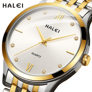 Envío Directo HALEI Nuevo Reloj de Cuarzo Original para Hombre con Diamantes, Resistente al Agua 3BAR, Acero Inoxidable, Movimiento Japonés, Venta al Por Mayor - Product Image 1