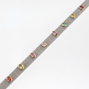 Collier ras-de-cou en maille de tourmaline multicolore en argent sterling 925 - Product Image 4