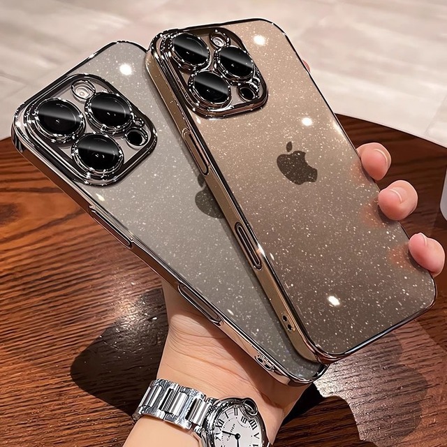 Drop-Resistant Protective PC Hard Shell for iPhone 16 Pro Max New Electroplated Glitter Cover Compatible iPhone 17 15 12 Pro Max