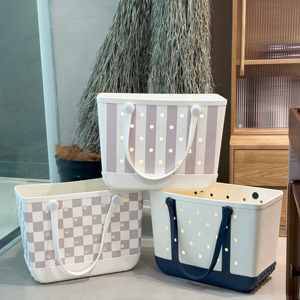 Sac de plage personnalisé en EVA, imprimé à carreaux et rayures, imperméable et lavable, pour le shopping, les voyages en plein air, vente en gros - Product Image 1