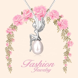 Nuevo diseño, joyería <span class=keywords><strong>de</strong></span> perlas individuales, <span class=keywords><strong>de</strong></span> Plata <span class=keywords><strong>de</strong></span> Ley 925 Ángel, collar <span class=keywords><strong>de</strong></span> montaje <span class=keywords><strong>de</strong></span> perlas <span class=keywords><strong>de</strong></span> agua dulce <span class=keywords><strong>de</strong></span> 6-8mm - Product Image 4