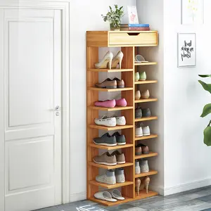 Atacado gabinete 5 camada armário de madeira-Organizador de sapatos para organização caseira, pequeno, estreito, prateleira de sapatos mdf com gaveta de armazenamento