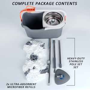 Kit de Limpieza para el Hogar HOLAMOPA con Mopa de Microfibra y Cubo con Ruedas para un Fácil Escurrido y Cuidado Eficiente del Suelo, Exhibición para Tiendas Minoristas - Product Image 2