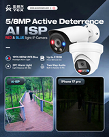 Cámara IP Bullet PoE YCX H.265 5MP con Alarma de Luz Roja y Azul, Detección Facial, VCA, AI-ISP, Visión Nocturna Super Color