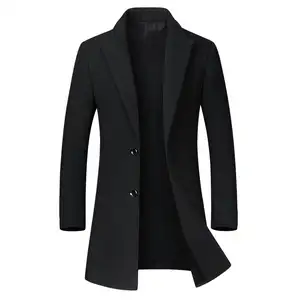 Mantel panjang pria, streetwear kustom klasik, wol, pria, mantel hangat, musim dingin, mantel panjang