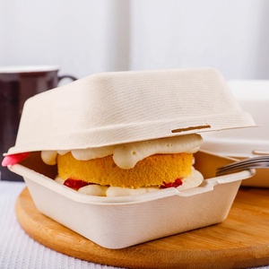 Kotak Kemasan <span class=keywords><strong>Burger</strong></span> Ramah Lingkungan, Dapat Digunakan di Microwave dan Freezer, Terbuat dari Ampas Tebu, Ukuran 6x6 Inci, Kotak <span class=keywords><strong>Burger</strong></span> untuk Dibawa Pulang - Product Image 3
