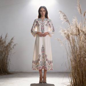 Robe longue Abaya en polyester avec strass thermocollants personnalisés de qualité supérieure pour femmes musulmanes, vente en gros - Product Image 1